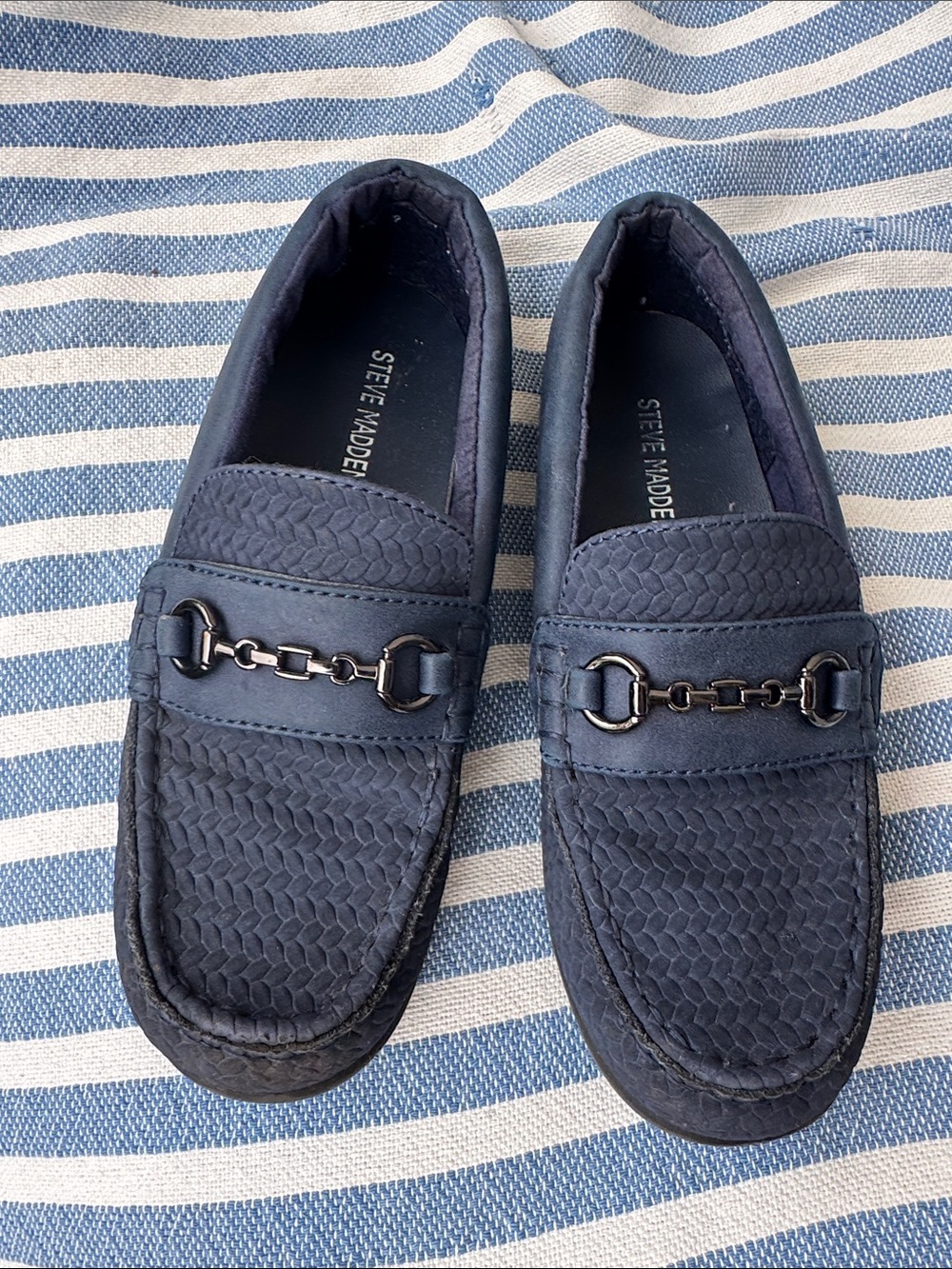 Steve Madden Unisex-Child Justinn Loafer navy 1 little kid